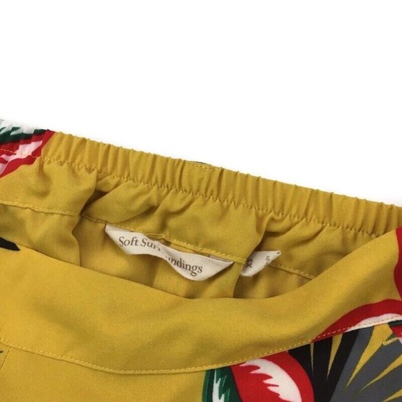Soft Surroundings Aruba Yellow Palm Tropical Floral Wide Leg Pants Elastic Sz XS - Picture 5 of 5